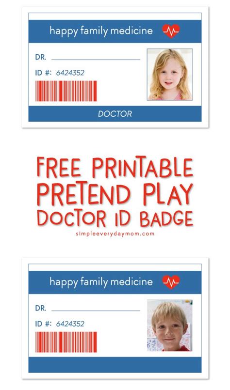 pretend doctor badge printable printable word searches