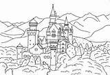 Castle Coloring Medieval Neuschwanstein Great sketch template