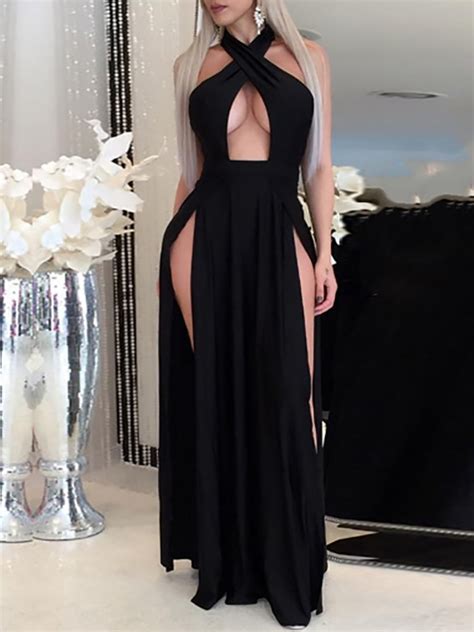 Sexy Black High Slit Maxi Dress Online Discover Hottest Trend Fashion