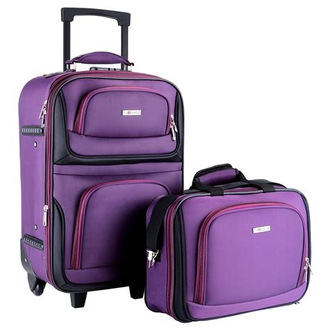 luggage set expandable carry  trolley suitcase tote bag  piece set purple walmartcom