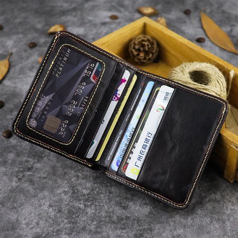 vintage leather mens bifold small wallet front pocket wallet billfold