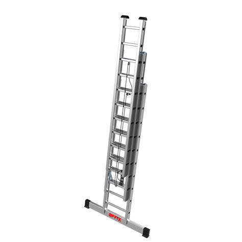 light duty aluminium triple extension ladder  rope operated