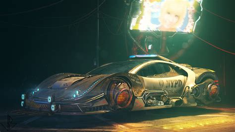 wallpaper car vehicle cyberpunk futuristic artwork