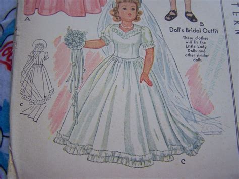 new original 1940 s 15 doll wedding dress clothing sewing pattern