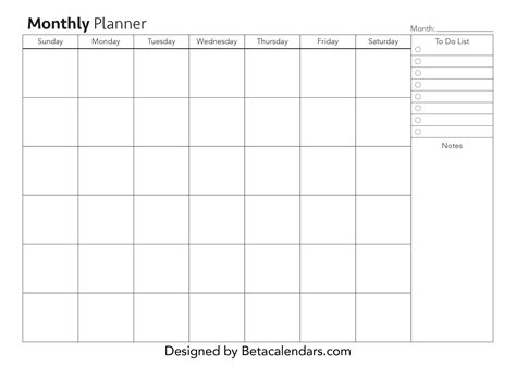 monthly planner printable  calendar printable