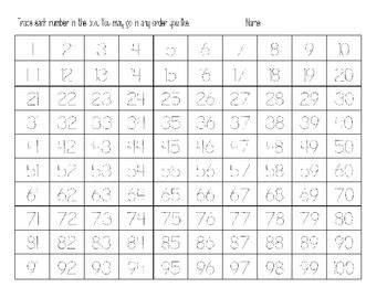 number tracing   trace numbers      students fill