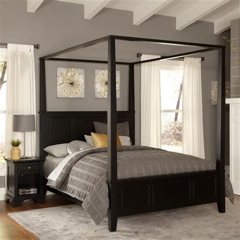 home styles  poster black bed queen canopy bed wood canopy bed