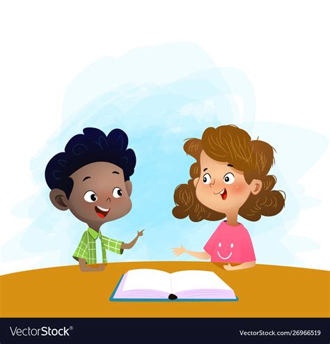 kids talking  discuss book  library vector image
