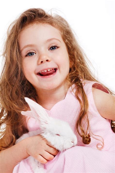 girl  bunny stock photo image  colorful preschool