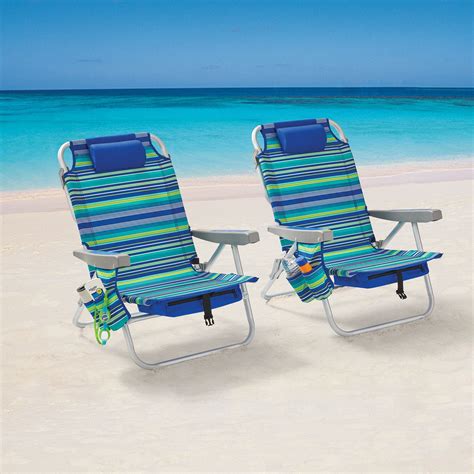 mainstays reclining beach event lay flat backpack chair blue green