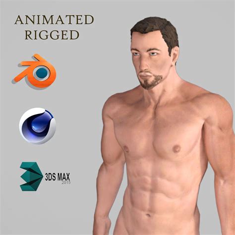 animated animated naked man rigged 3d game 1