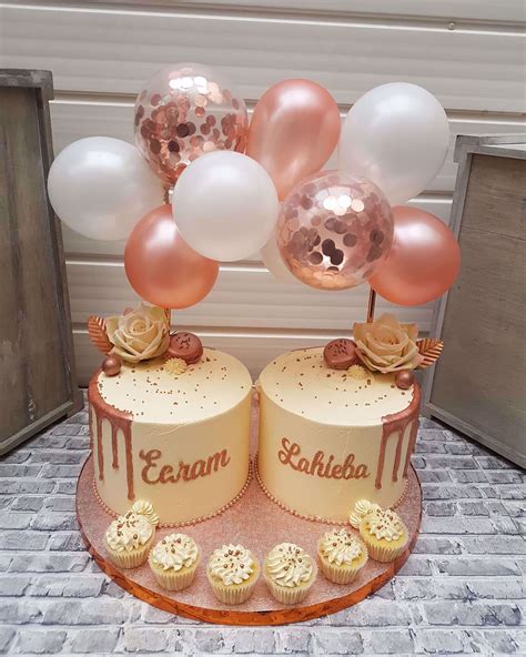 outofmybubble balloon cake topper mini garland rose gold navy