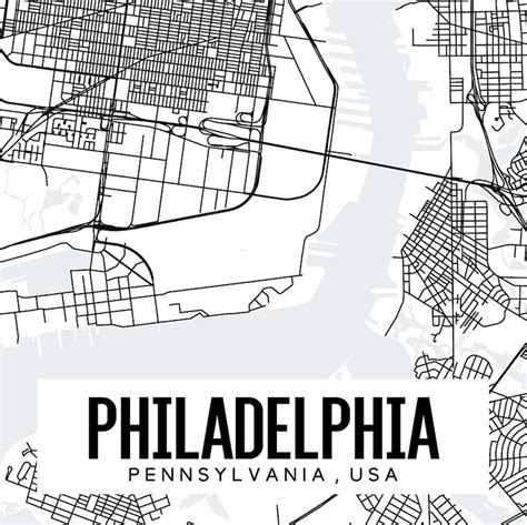 philadelphia pennsylvania printable downtown street map etsy