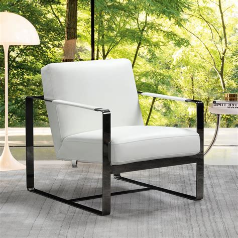 white genuine italian leather accent chair contemporary global united