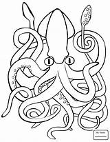 Squid Kids Giant Coloring Drawing Octopus Pages Colossal Getdrawings Print Evil Silhouette Vector sketch template