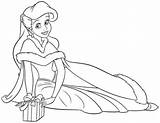 Ariel Splendid Dress Coloring Printable Princess Disney Print sketch template