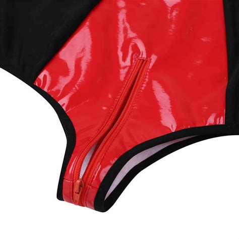 Women Shiny Pvc Crotchless Panties Open Crotch Underwear Wetlook Faux
