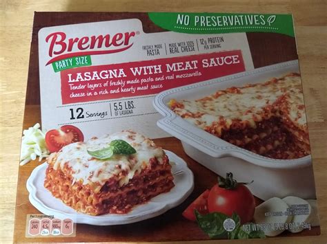 bremer party size lasagna  meat sauce aldi reviewer