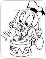 Donald Baby Coloring Pages Playing Disney Duck Drum Disneyclips Toy Babies Drawing Daisy Printable sketch template