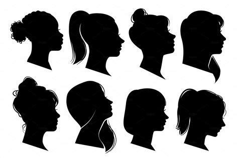 woman heads  profile beautiful people illustrations creative market