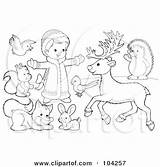 Playing Coloring Animals Girl Outline Outside Clipart Children Royalty Illustration Bannykh Alex Rf Poster Print 2021 Clipartof sketch template
