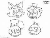 Coloring Pages Naf Fnaf Nights Five Mangle Template Foxy Bonnie Freddys sketch template