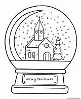 Christmas Church Coloring Pages Snowglobe Printable Print sketch template