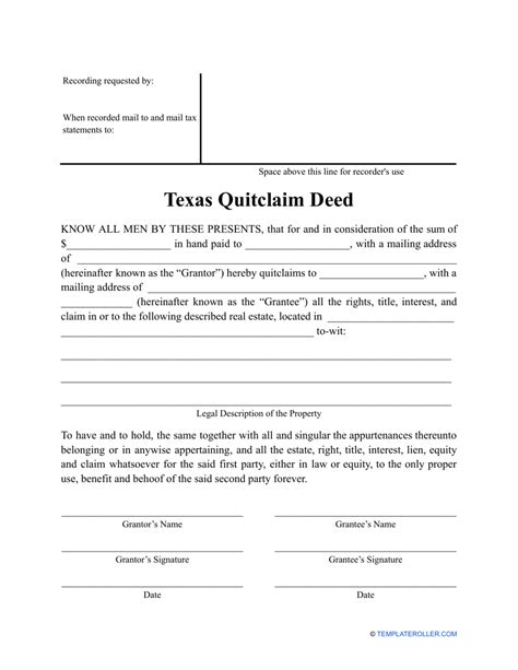 texas quitclaim deed form   write guide vrogue