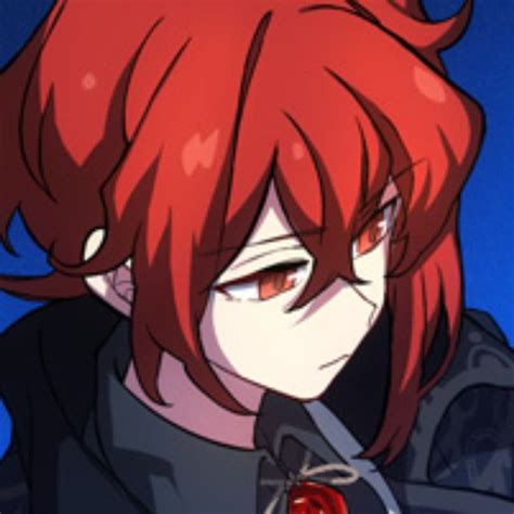 anime character  red hair wearing  black jacket  holding  knife   hand