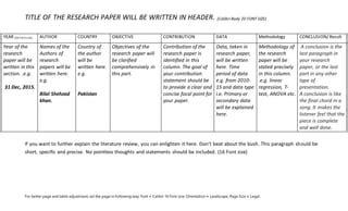 literature review table   write  research papers review