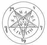 Pentagram Baphomet Hebrew Sigil sketch template