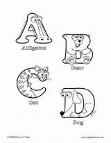 Uppercase Alphabetimals Colouring Dictionary Abc Alligator sketch template