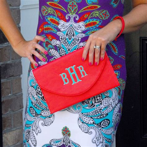 monogrammed clutch  shipped  frugal adventures