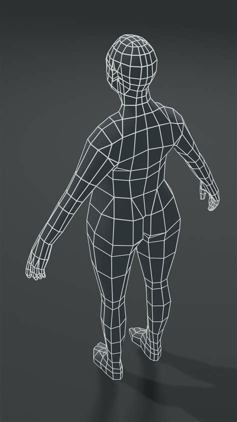 artstation female body fat base mesh 3d model 1000 polygons game assets