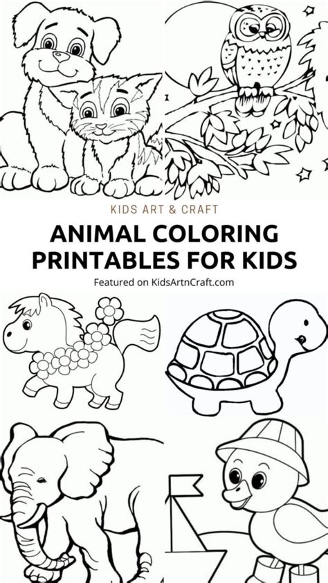 animal coloring printables  kids kids art craft