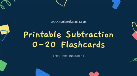 printable subtraction flashcards      number dyslexia
