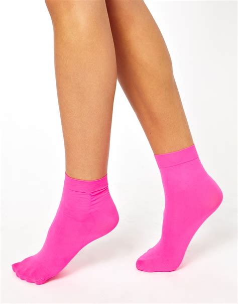 Lyst Asos 50 Denier Ankle Socks In Pink