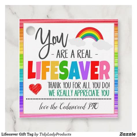 lifesaver gift tag zazzlecom teacher appreciation gifts diy