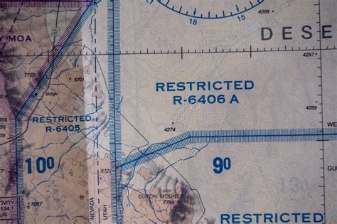 close  detail  faa sectional map showing restricted airspace national security flight