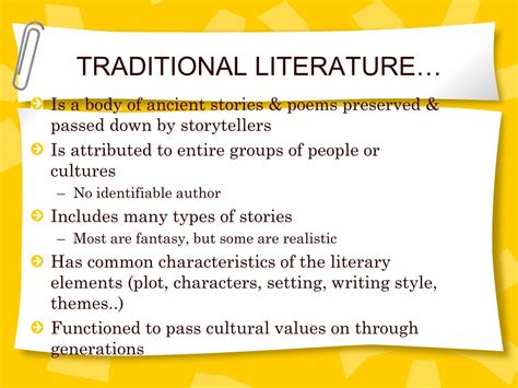 time traditional literature powerpoint