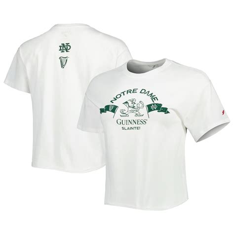 womens league collegiate wear white notre dame fighting irish guinness clothesline cropped  shirt