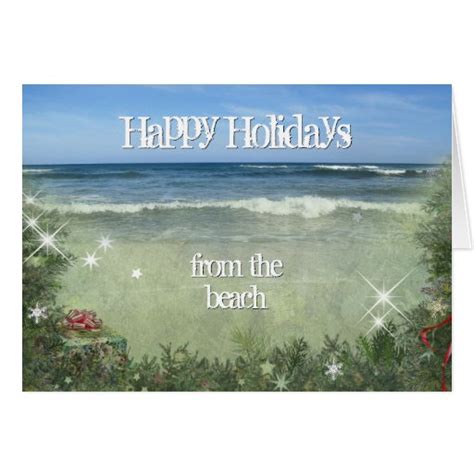 happy holidays   beach card zazzle