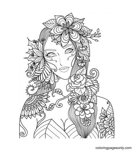 aesthetic girl coloring page  printable coloring pages