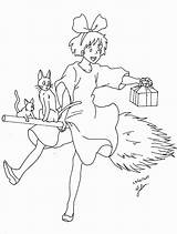 Coloring Pages Ghibli Kiki Studio Delivery Spirited Service Away Printable Anime Kids Miyazaki Lineart Kagome Petite La Spetri Sorcière Cute sketch template