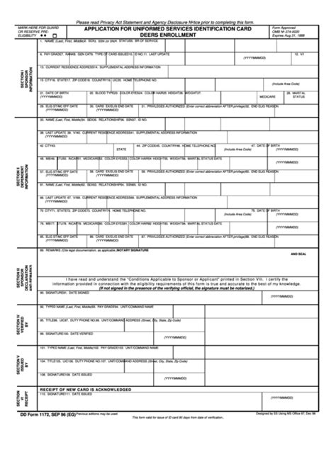 fillable dd form  application  uniformed services identification card deers enrollment