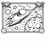 Galaxy Rocketship sketch template