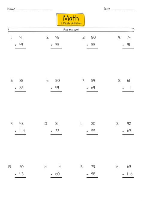 digit addition worksheets   gambrco