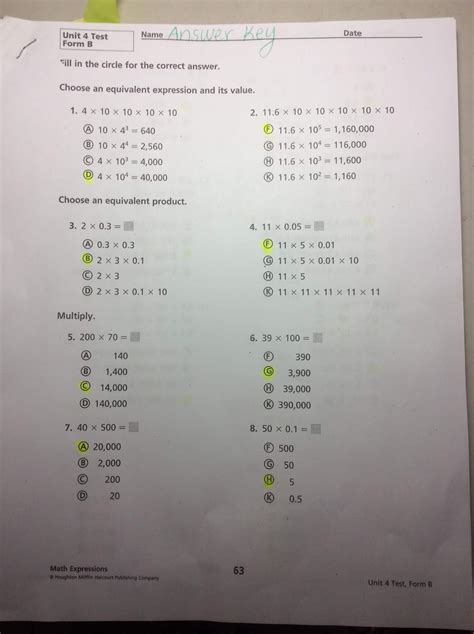 grade leonard leopards unit  math practice test answers