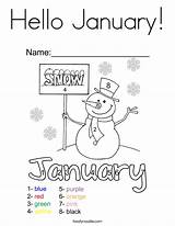 January Coloring Hello Kids Pages Sheets Worksheets Twistynoodle Winter Colouring Calendar Year Tracing Print Noodle Outline Built California Usa Twisty sketch template