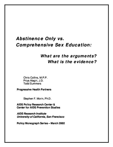 Abstinence Only Vs Comprehensive Sex Education What Are The Arguments
